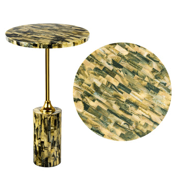 Hedda 23.5" Contemporary Glam Metal/Resin Faux Stone Round End Table